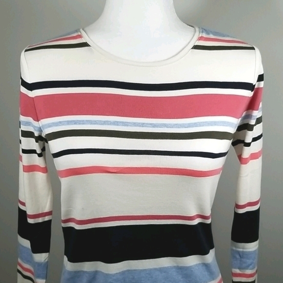 Talbots 100% Cotton Stripped Long Sleeve Tee - Picture 2 of 5